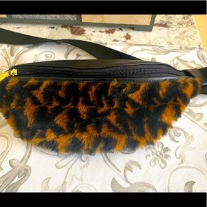 NWT Michael Kors  Faux Fur Leather Belt Fanny